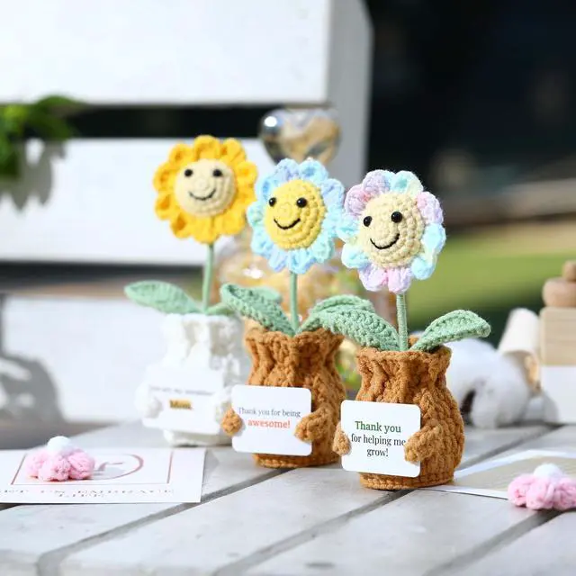 Alt view image 4 of 5 - YOOJEE Teacher Appreciation Gifts Thank You for Helping Me Grow! Handmade Positive Sunflower Crochet Gifts for Women Thank You End of Year Graduation Teacher Gifts from Student
