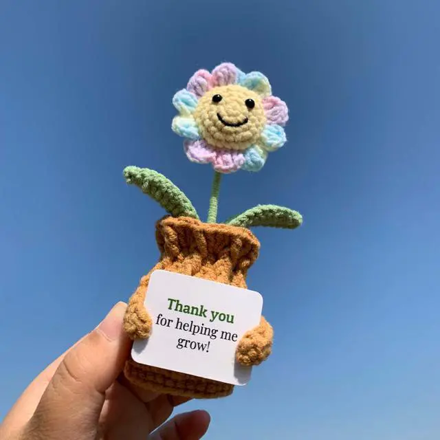 Alt view image 5 of 5 - YOOJEE Teacher Appreciation Gifts Thank You for Helping Me Grow! Handmade Positive Sunflower Crochet Gifts for Women Thank You End of Year Graduation Teacher Gifts from Student