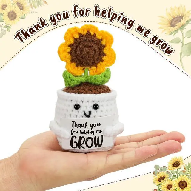 Alt view image 2 of 7 - MBL Teacher Appreciation Gifts for Women - Retirement Sunflower Woman Gift | Bosses Day Gifts for Women, Crochet Flower Thank You Teachers Gifts, Farewell Leaving Coworker Gift
