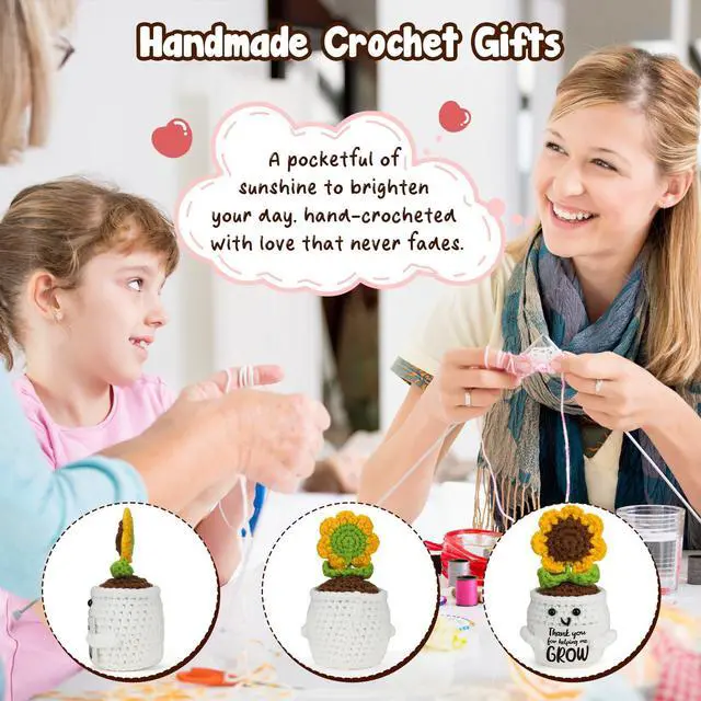 Alt view image 3 of 7 - MBL Teacher Appreciation Gifts for Women - Retirement Sunflower Woman Gift | Bosses Day Gifts for Women, Crochet Flower Thank You Teachers Gifts, Farewell Leaving Coworker Gift