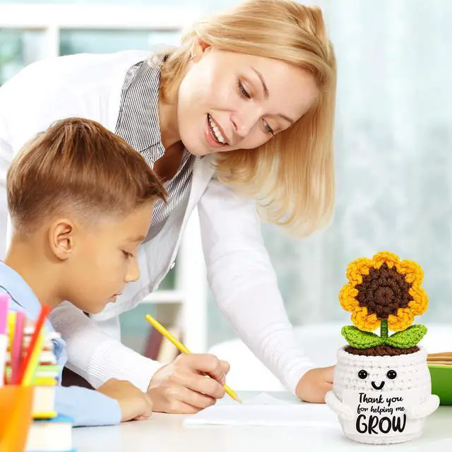 Alt view image 6 of 7 - MBL Teacher Appreciation Gifts for Women - Retirement Sunflower Woman Gift | Bosses Day Gifts for Women, Crochet Flower Thank You Teachers Gifts, Farewell Leaving Coworker Gift