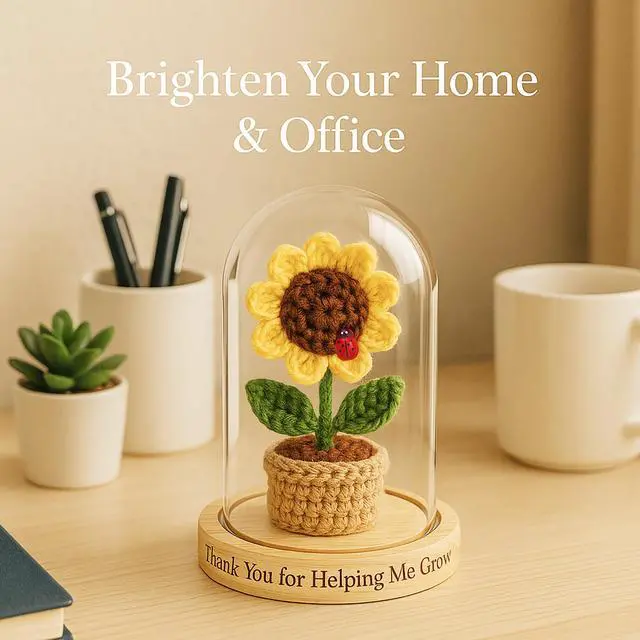 Alt view image 2 of 7 - Thank You Gifts for Women, Coworkers, Employee Appreciation Gifts, Farewell Emotional Support Crochet Sunflower Sunshine Gift for Teacher, Sister, Best Friend Birthday (Thank You for Helping Me Grow)