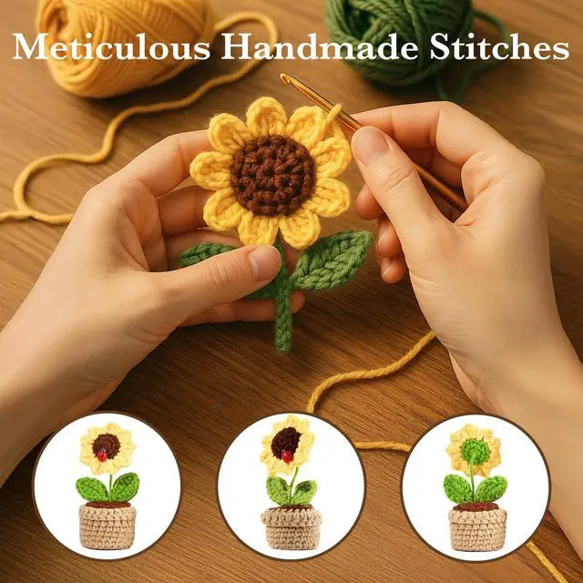 Alt view image 3 of 7 - Thank You Gifts for Women, Coworkers, Employee Appreciation Gifts, Farewell Emotional Support Crochet Sunflower Sunshine Gift for Teacher, Sister, Best Friend Birthday (Thank You for Helping Me Grow)