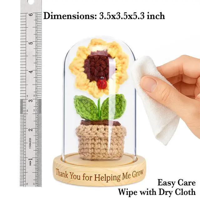Alt view image 6 of 7 - Thank You Gifts for Women, Coworkers, Employee Appreciation Gifts, Farewell Emotional Support Crochet Sunflower Sunshine Gift for Teacher, Sister, Best Friend Birthday (Thank You for Helping Me Grow)