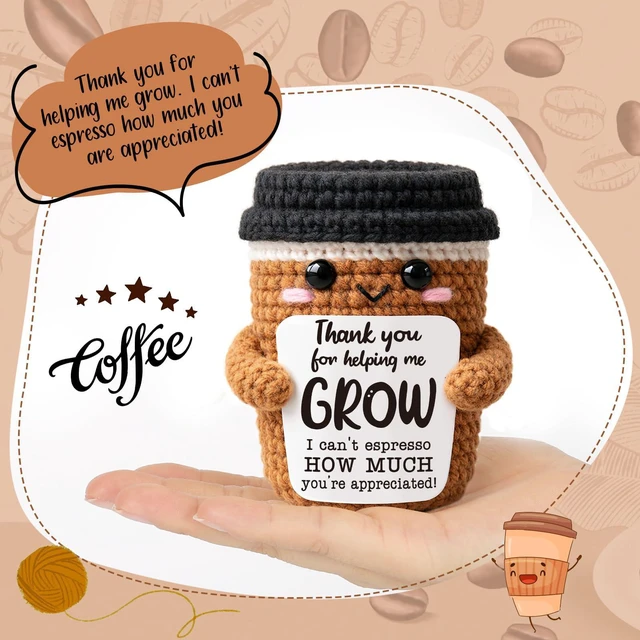 Alt view image 2 of 7 - TuSuQing Teacher Appreciation Gifts, Thank You for Helping Me Grow | Back to school Mini Cute Christmas Handmade Crochet Espresso Gifts for Teachers Day, End of Year, Graduation, Retirement