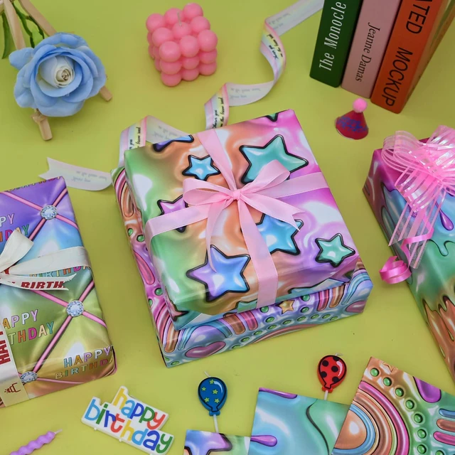 Alt view image 3 of 7 - Dtiafu 3D Effect Birthday Wrapping Paper for Boys Girls Kids Men Women Holiday Celebration Party - 8 Sheets Happy Birth Gift Wrapping Paper with Stereoscopic Design - 20 x 28 Inch Per Sheet