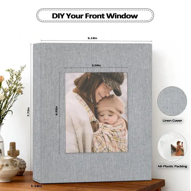 Alt view image 4 of 6 - Popotop 2 Pack Photo Album 5x7 Pictures, Small Linen Slip-in Photo Albums Book for 80 Photos with 40 Pockets, Birthday Gifts for Women Mom Family Baby