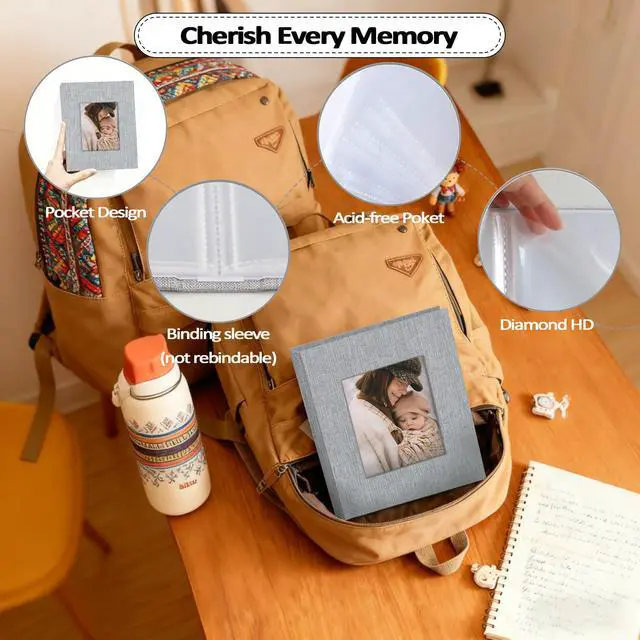Alt view image 5 of 6 - Popotop 2 Pack Photo Album 5x7 Pictures, Small Linen Slip-in Photo Albums Book for 80 Photos with 40 Pockets, Birthday Gifts for Women Mom Family Baby