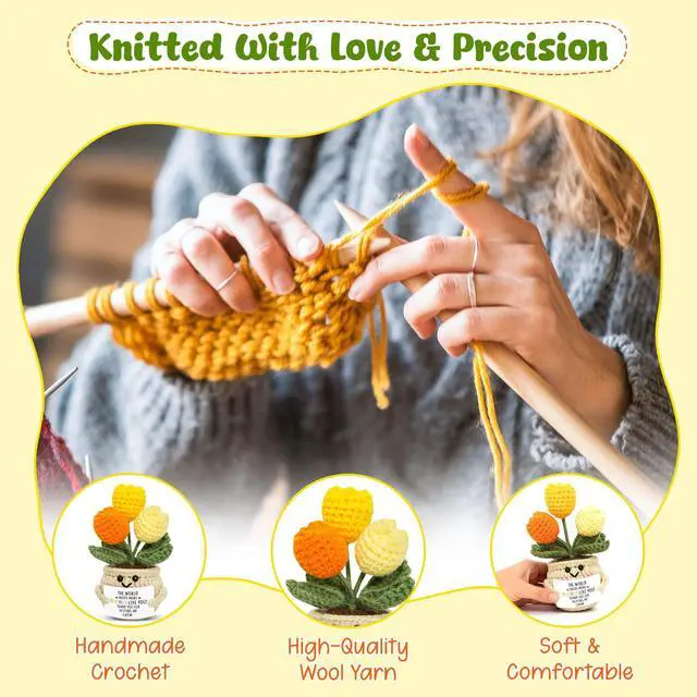 Alt view image 4 of 7 - OASSIE Teacher Gifts for Women Men - Positive Crochet Tulip, Back to School | Thank You Gifts for Women Teachers, Emotional Support Crochet, Handmade Keepsake, Soft Yarn Texture, Classroom Decor