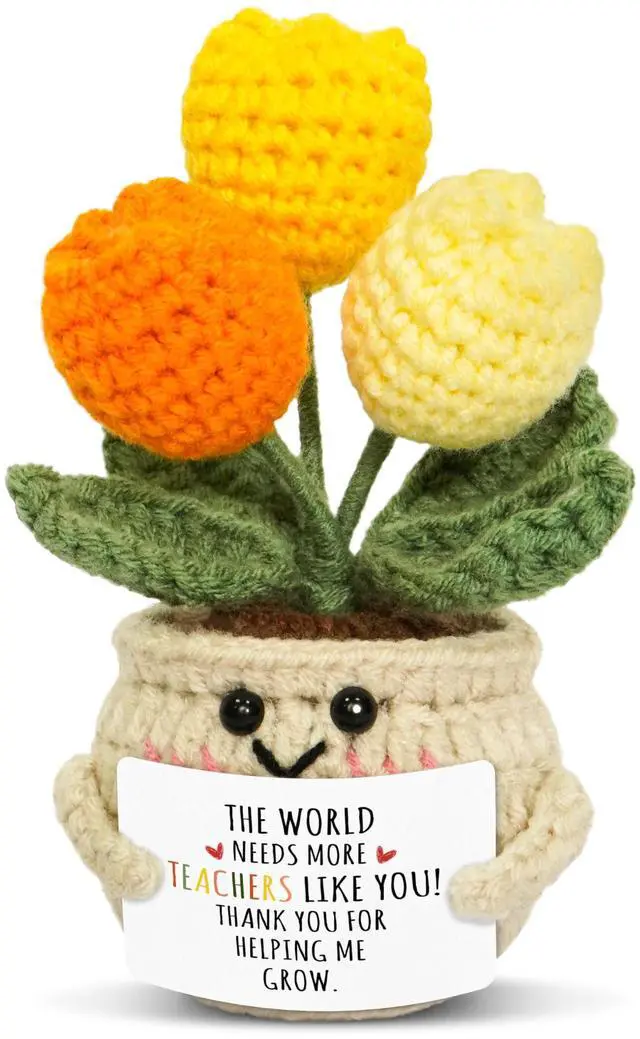 Main image of OASSIE Teacher Gifts for Women Men - Positive Crochet Tulip, Back to School | Thank You Gifts for Women Teachers, Emotional Support Crochet, Handmade Keepsake, Soft Yarn Texture, Classroom Decor