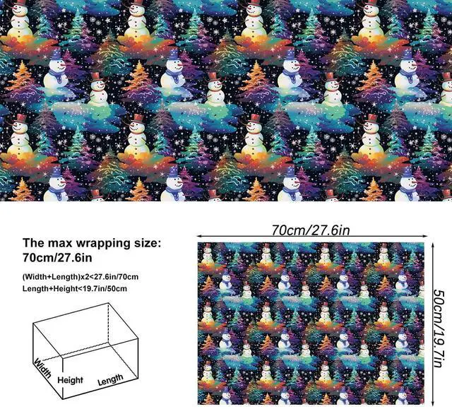 Alt view image 4 of 7 - Vnaaem Christmas Wrapping paper for Boys Girls Kids - Rainbow Xmas Gift Wrap with Snowflakes Tree Snowman Reindeer Design for Christmas Holiday - 20 X 28Inches Per Sheet(8 Pack)