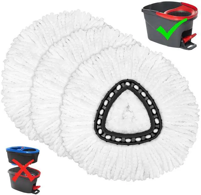 Main image of Mop Replacement Heads for O-Ceda Mop Replace Head EasyWrin Spin Mop Heads Replacements, Microfiber Spin Mop Refills, Easy Cleaning Mop Head Replacement (White-3 Mop Heads)