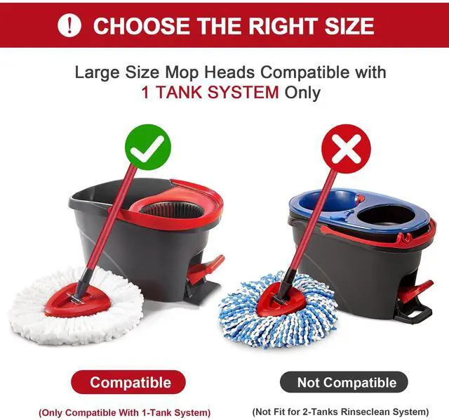 Alt view image 2 of 7 - Mop Replacement Heads for O-Ceda Mop Replace Head EasyWrin Spin Mop Heads Replacements, Microfiber Spin Mop Refills, Easy Cleaning Mop Head Replacement (White-3 Mop Heads)