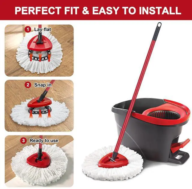 Alt view image 3 of 7 - Mop Replacement Heads for O-Ceda Mop Replace Head EasyWrin Spin Mop Heads Replacements, Microfiber Spin Mop Refills, Easy Cleaning Mop Head Replacement (White-3 Mop Heads)