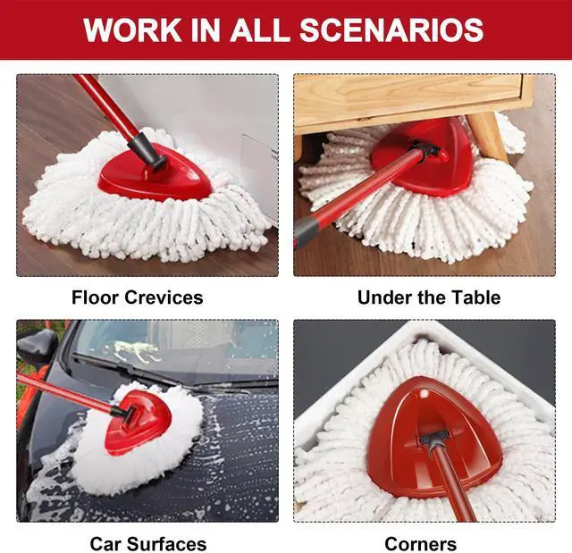 Alt view image 5 of 7 - Mop Replacement Heads for O-Ceda Mop Replace Head EasyWrin Spin Mop Heads Replacements, Microfiber Spin Mop Refills, Easy Cleaning Mop Head Replacement (White-3 Mop Heads)