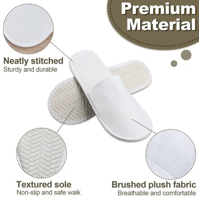 Alt view image 3 of 7 - CarryEpic Disposable Slippers for Guest, 6 Pairs Spa Hotel House Slippers for Shoeless Home Bulk Indoor Slippers for Women Men Pantuflas Desechables Para Invitados White