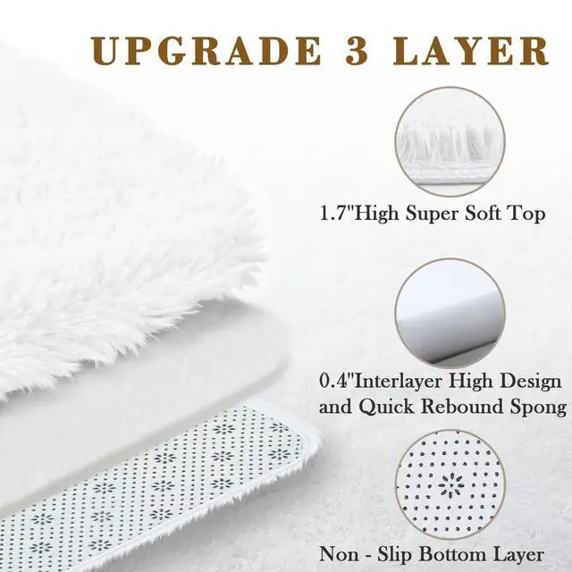 Alt view image 4 of 7 - Small Shag Area Rug for Bedroom, 2x3 White Soft Plush Carpet | Non-Slip Floor Mat, Washable Fuzzy Indoor Carpet, Bedside Rug for Dorm Nursery Home Decor Aesthetic