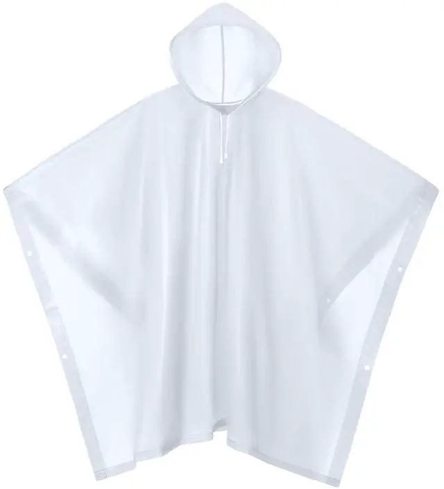 Main image of RINJOY Waterproof Rain Poncho, Reusable Hooded Raincoat, White | Unisex EVA Raincoats, Lightweight, Packable for Emergency, Hiking, Camping, Outdoor Activities, One Size