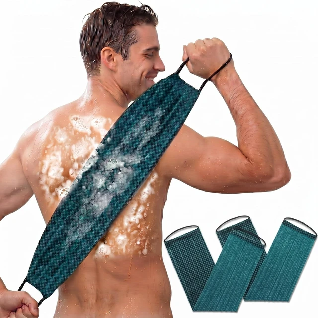 Main image of Chumia 2 Pcs Dual-Textured Exfoliating Washcloth Towel Body Back Scrubber with Handle Japanese Exfoliating Shower Towel Exfoliator Exfoliate Loofah Luffa Sponge Wash Cloth for Women Men Bath