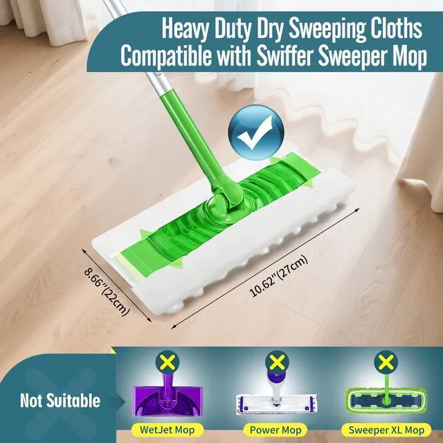 Alt view image 2 of 6 - FURCIELOS 60 Count Pet Dry Sweeping Cloth Refills Compatible with Swiffer Sweeper Mop, Unscented Heavy Duty Dry Pads Refills for Multi-Surface Floor Cleaning