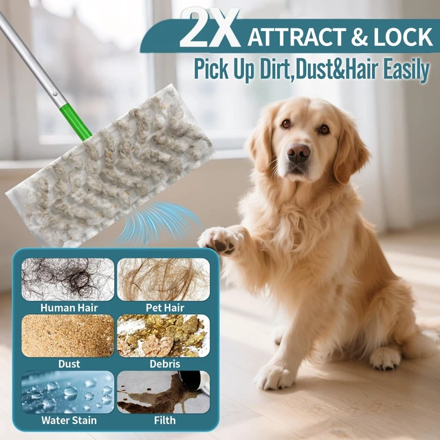 Alt view image 3 of 6 - FURCIELOS 60 Count Pet Dry Sweeping Cloth Refills Compatible with Swiffer Sweeper Mop, Unscented Heavy Duty Dry Pads Refills for Multi-Surface Floor Cleaning