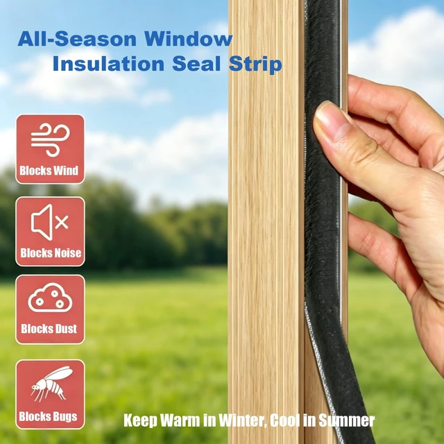 Alt view image 5 of 7 - Strong Self-Adhesive Brush Weather Stripping Door Seal Strip | 0.35" Wide x 0.2" Thick x 33 ft, Draft Stopper, Soundproof & Insulation for Exterior Front Doors & Sliding Windows, Gray