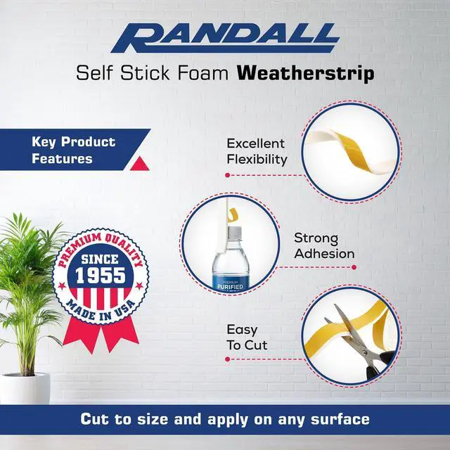 Alt view image 4 of 7 - Foam Weather Stripping/Door Window Seal - Weather Stripping Foam Tape, 17 Ft Door Seal Strip, EVA Material, High Density 1/4" Thick, No Residue Adhesive (3/8" Wide)