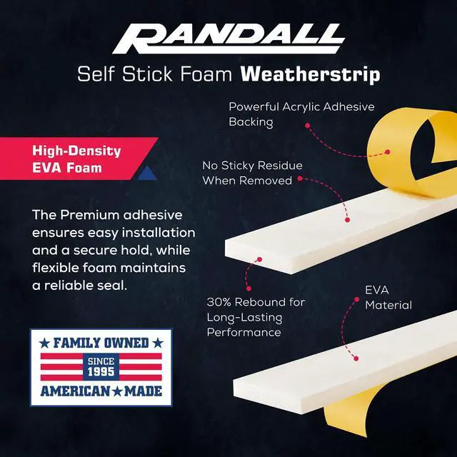 Alt view image 5 of 7 - Foam Weather Stripping/Door Window Seal - Weather Stripping Foam Tape, 17 Ft Door Seal Strip, EVA Material, High Density 1/4" Thick, No Residue Adhesive (3/8" Wide)