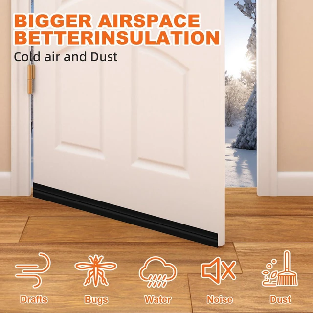 Alt view image 2 of 7 - Door Draft Stopper, Door Sweep for Bottom of Door, Weather Stripping Door Seal Gap Filler Bottom Blocker Soundproofing Cold Air Insulation Save Energy Install Quickly Easily (Black, 39)