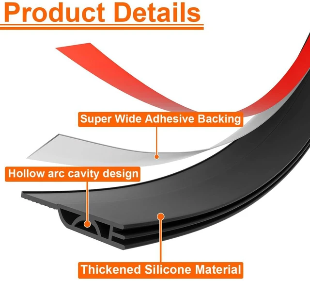 Alt view image 3 of 7 - Door Draft Stopper, Door Sweep for Bottom of Door, Weather Stripping Door Seal Gap Filler Bottom Blocker Soundproofing Cold Air Insulation Save Energy Install Quickly Easily (Black, 39)