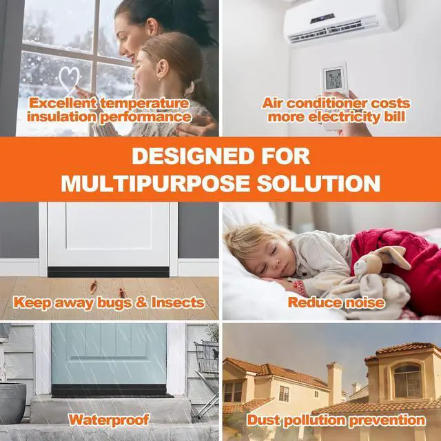 Alt view image 5 of 7 - Door Draft Stopper, Door Sweep for Bottom of Door, Weather Stripping Door Seal Gap Filler Bottom Blocker Soundproofing Cold Air Insulation Save Energy Install Quickly Easily (Black, 39)