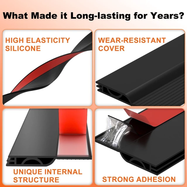 Alt view image 6 of 7 - Door Draft Stopper, Door Sweep for Bottom of Door, Weather Stripping Door Seal Gap Filler Bottom Blocker Soundproofing Cold Air Insulation Save Energy Install Quickly Easily (Black, 39)