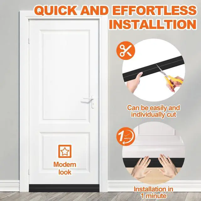Alt view image 7 of 7 - Door Draft Stopper, Door Sweep for Bottom of Door, Weather Stripping Door Seal Gap Filler Bottom Blocker Soundproofing Cold Air Insulation Save Energy Install Quickly Easily (Black, 39)