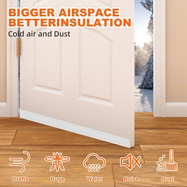 Alt view image 2 of 7 - OXRQ Door Draft Stopper, Door Sweep for Bottom of Door, Weather Stripping Door Seal Gap Filler Bottom Blocker Soundproof Cold Air Insulation Save Energy Installs Quickly and Easily (White, 39)