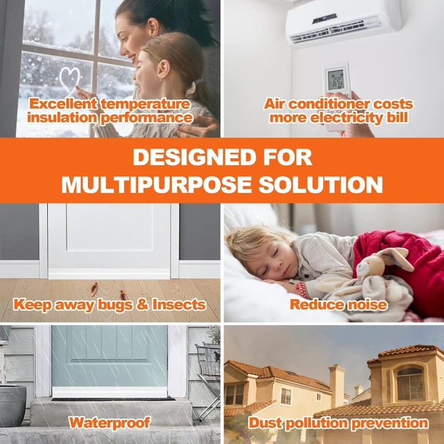 Alt view image 5 of 7 - OXRQ Door Draft Stopper, Door Sweep for Bottom of Door, Weather Stripping Door Seal Gap Filler Bottom Blocker Soundproof Cold Air Insulation Save Energy Installs Quickly and Easily (White, 39)