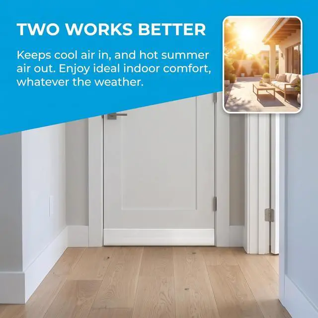 Alt view image 2 of 7 - Suptikes 2 Pack Door Draft StopperDoor Sweep for Exterior & Interior Doors,Door Bottom Seal Dust and Noise Insulation Weather Stripping Draft Guard Insulator, 2" W x 39" L,White