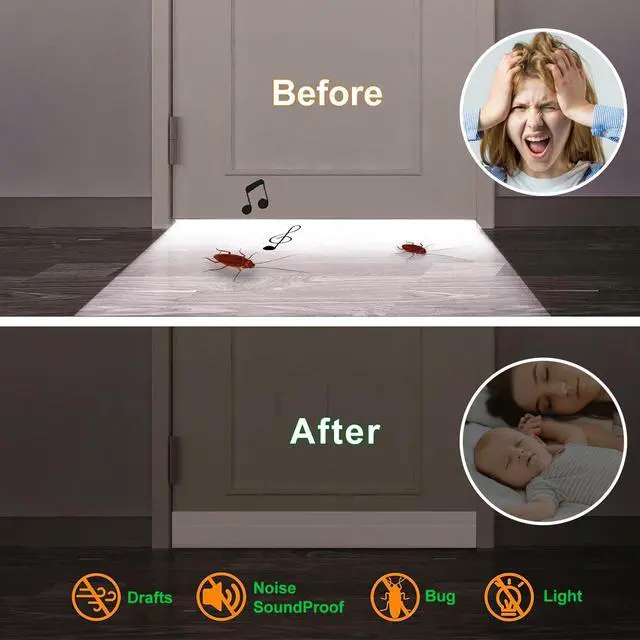 Alt view image 6 of 7 - Suptikes 2 Pack Door Draft StopperDoor Sweep for Exterior & Interior Doors,Door Bottom Seal Dust and Noise Insulation Weather Stripping Draft Guard Insulator, 2" W x 39" L,White