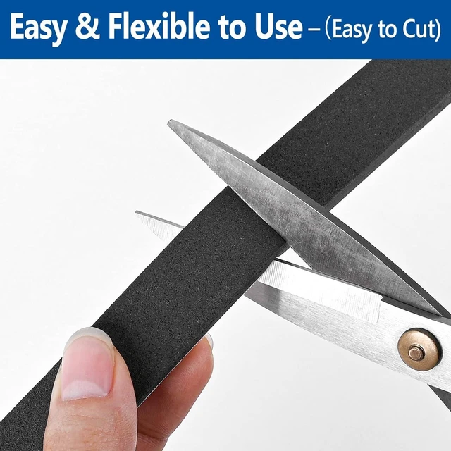 Alt view image 4 of 6 - Self Adhesive Foam Tape Weatherstrip 1/2In x 1/4In x 42Ft High Density Foam Insulation Strips Seal Weather Stripping with Strong Adhesive for Door and Window Sound Isolation Soundproofing