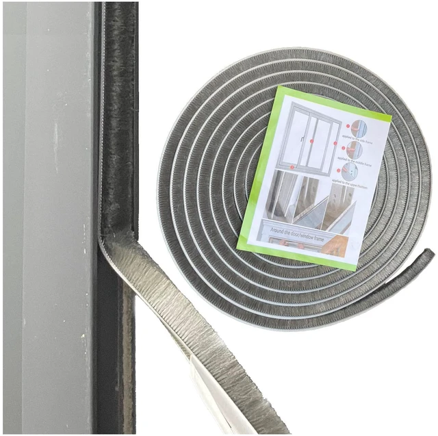 Alt view image 4 of 7 - Self-Adhesive Pile Weather Stripping Seal for Sliding Windows and Door Frames, 16.5ft x 11/32 inch, Grey