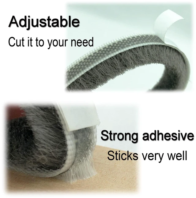 Alt view image 5 of 7 - Self-Adhesive Pile Weather Stripping Seal for Sliding Windows and Door Frames, 16.5ft x 11/32 inch, Grey