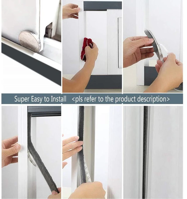 Alt view image 7 of 7 - Self-Adhesive Pile Weather Stripping Seal for Sliding Windows and Door Frames, 16.5ft x 11/32 inch, Grey