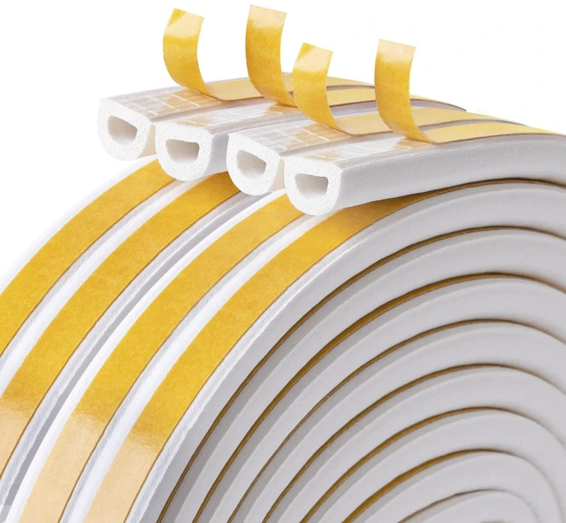 Main image of CloudBuyer Door Weather Stripping, Soundproof Insulation Seal Strip for Windows with Self-Adhesive Protection (White, 33Ft)