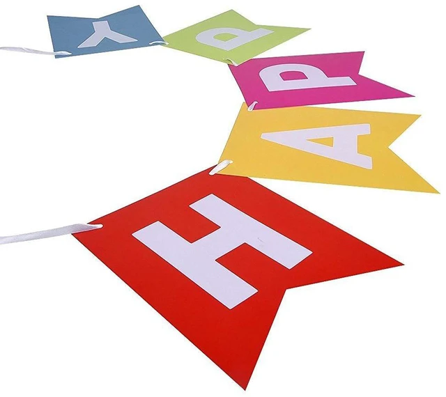 Alt view image 5 of 7 - Fecedy Colorful Happy Birthday Banner Bunting Pre-Strung No DIY for Birthday Party Decorations (Multi)