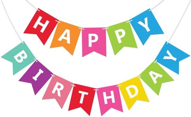 Main image of Fecedy Colorful Happy Birthday Banner Bunting Pre-Strung No DIY for Birthday Party Decorations (Multi)