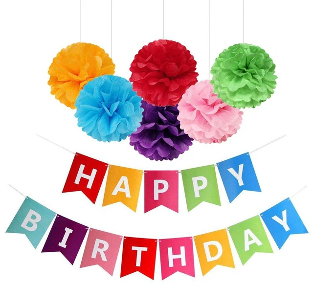 Alt view image 7 of 7 - Fecedy Colorful Happy Birthday Banner Bunting Pre-Strung No DIY for Birthday Party Decorations (Multi)