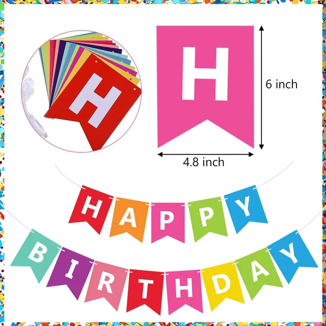 Alt view image 6 of 7 - Fecedy Colorful Happy Birthday Banner Bunting Pre-Strung No DIY for Birthday Party Decorations (Multi)