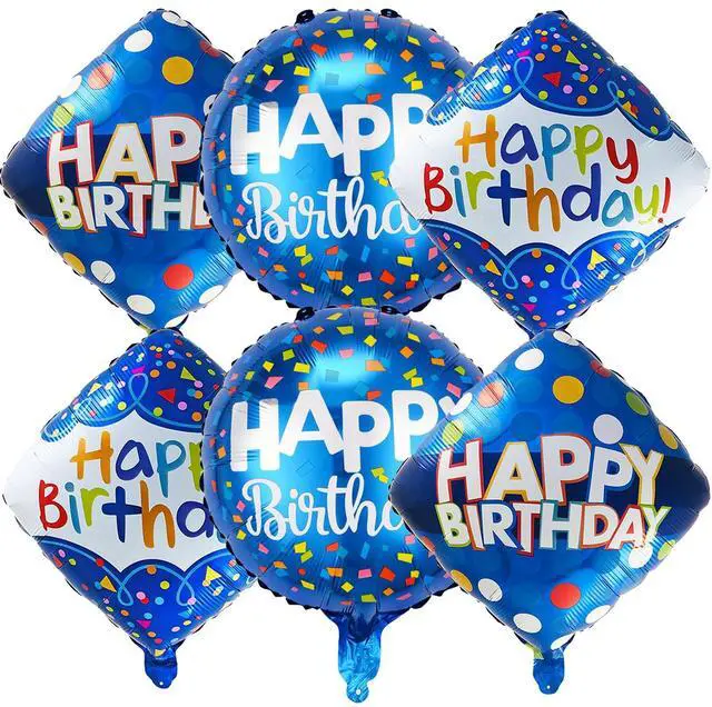 Main image of Blue Happy Birthday Balloon Set | 6 Pcs Birthday Party Foil Balloons Party Theme Decorations