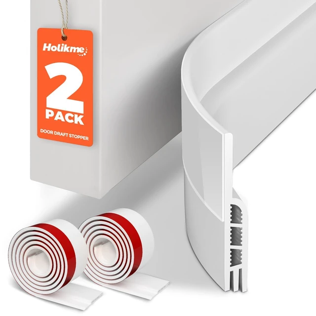 Main image of Door Draft Stopper 2-Pack, Under Door Seal for Bottom Gap Filler | Strong Adhesive Silicone Weather Stripping Garage Window Blocker Cold Air & Noise, Easy Install Door Sweep Strip Save Energy