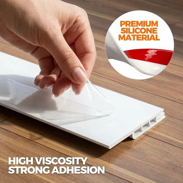 Alt view image 3 of 7 - Door Draft Stopper 2-Pack, Under Door Seal for Bottom Gap Filler | Strong Adhesive Silicone Weather Stripping Garage Window Blocker Cold Air & Noise, Easy Install Door Sweep Strip Save Energy
