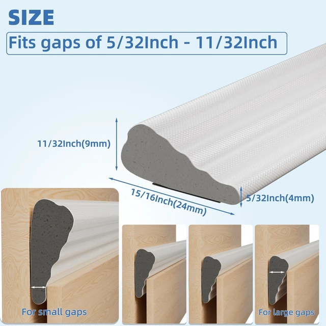 Alt view image 2 of 7 - Wedge-Shape Window Weather Stripping Door Frame Seal 118 White | Upgrade Black Foam,Soundproofing,Draft Stopper,Winter Insulation,Noise Blocker, Gap Filler for Exterior Front Door Side